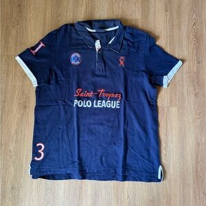 St. Tropez Navy Polo with White and Red Accents